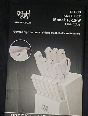 Hunter.Dual Black Knife Set with White Accents (NIB)